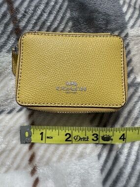Coach Yellow Pebbled Leather Mini Zip Pouch